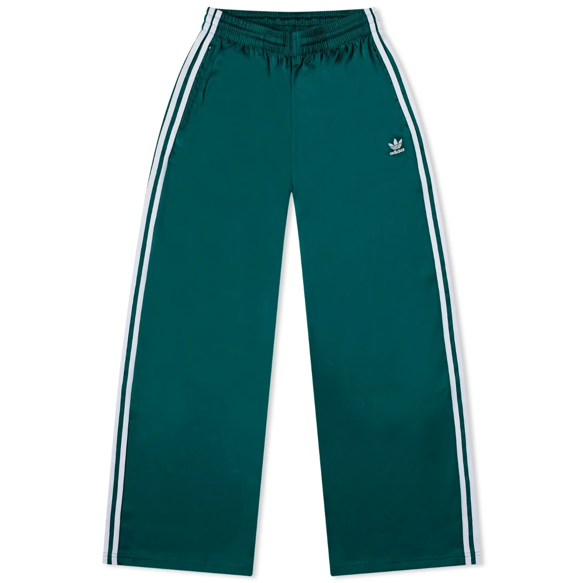 Adidas Women's Wide Leg Satin Track Pant in Collegiate Green, Size Small | END. Clothing