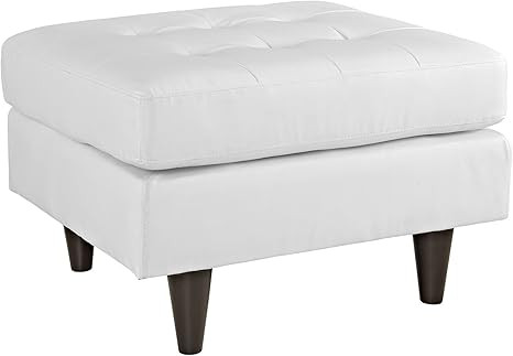 Modway Empress Mid-Century Modern Upholstered Leather Ottoman In White | Amazon (US)