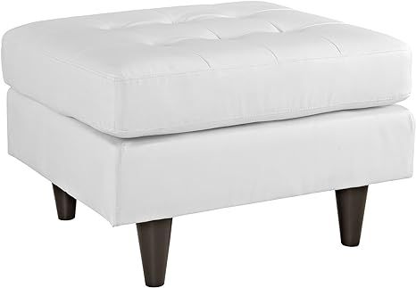 Modway Empress Mid-Century Modern Upholstered Leather Ottoman In White | Amazon (US)