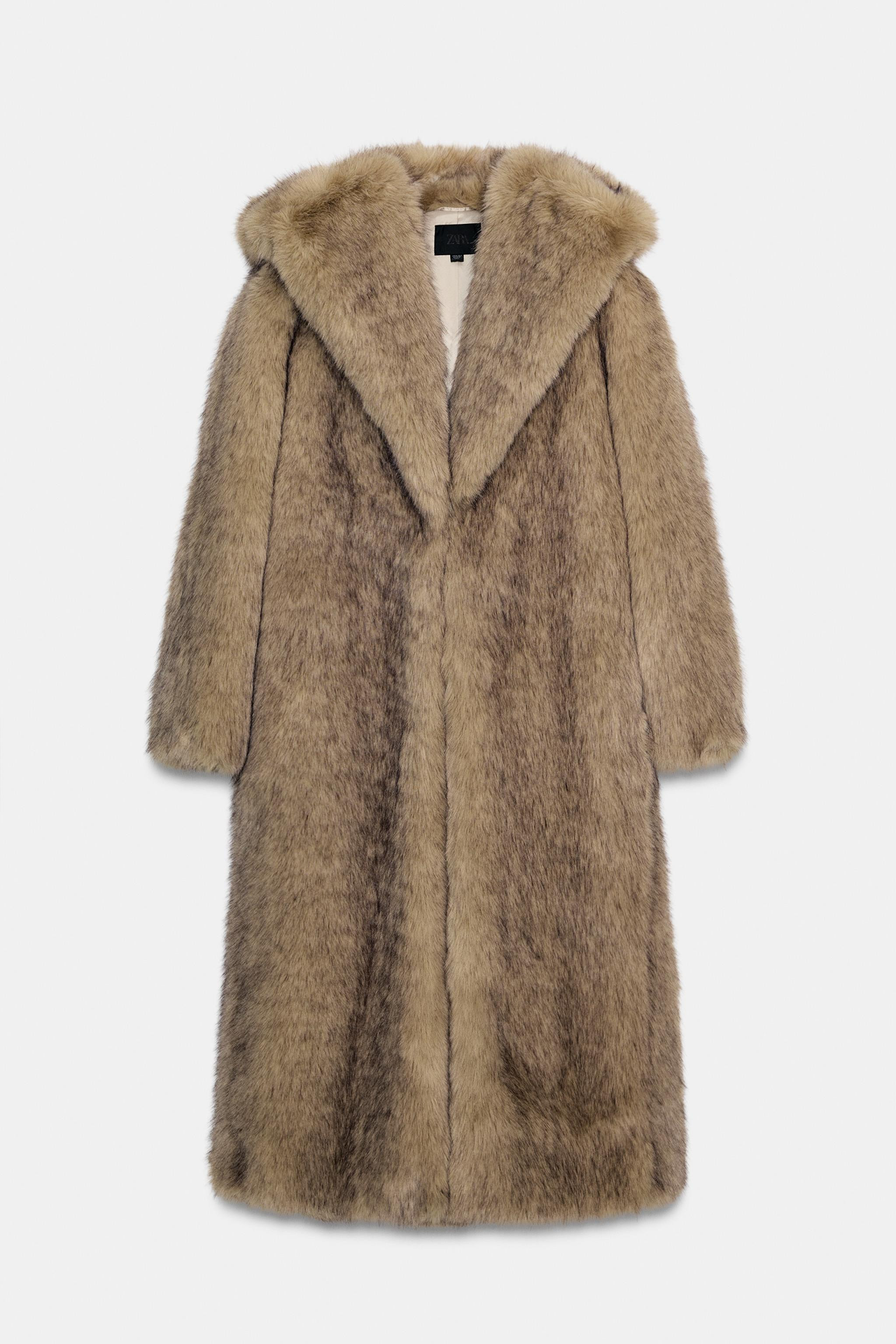 HOODED FAUX FUR COAT | Zara US