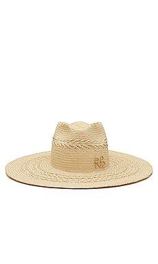 Ruslan Baginskiy Monogram Embellished Wide Brim Fedora Hat in Natural Straw from Revolve.com | Revolve Clothing (Global)