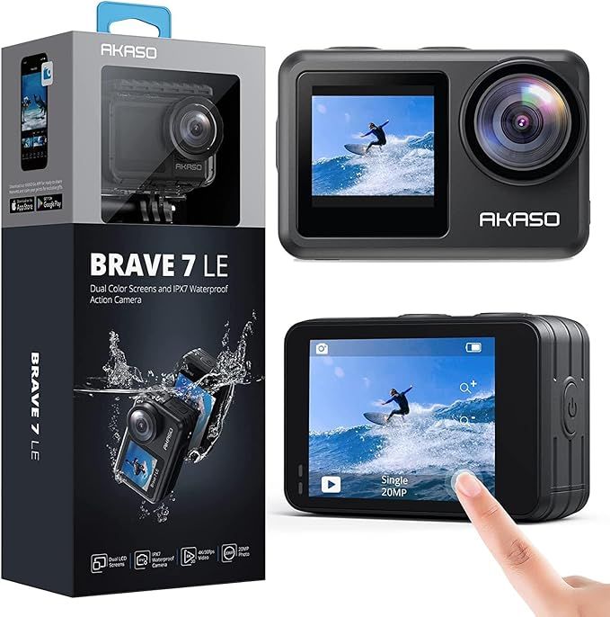 AKASO Brave 7 LE 4K30FPS 20MP WiFi Action Camera with Touch Screen EIS 2.0 Zoom Remote Control 13... | Amazon (US)