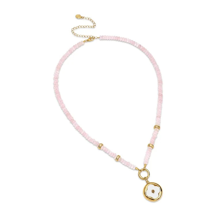 medallion gold opal necklace with shield charm | Gracewear Collection