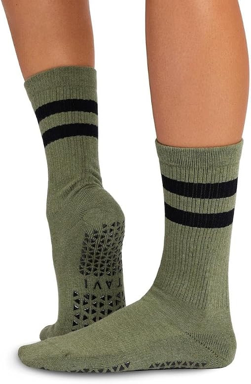 TAVI Kai Fashion Crew Grip Socks - For Slipper Barre, Pilates, and Yoga - with Grips for Women an... | Amazon (US)
