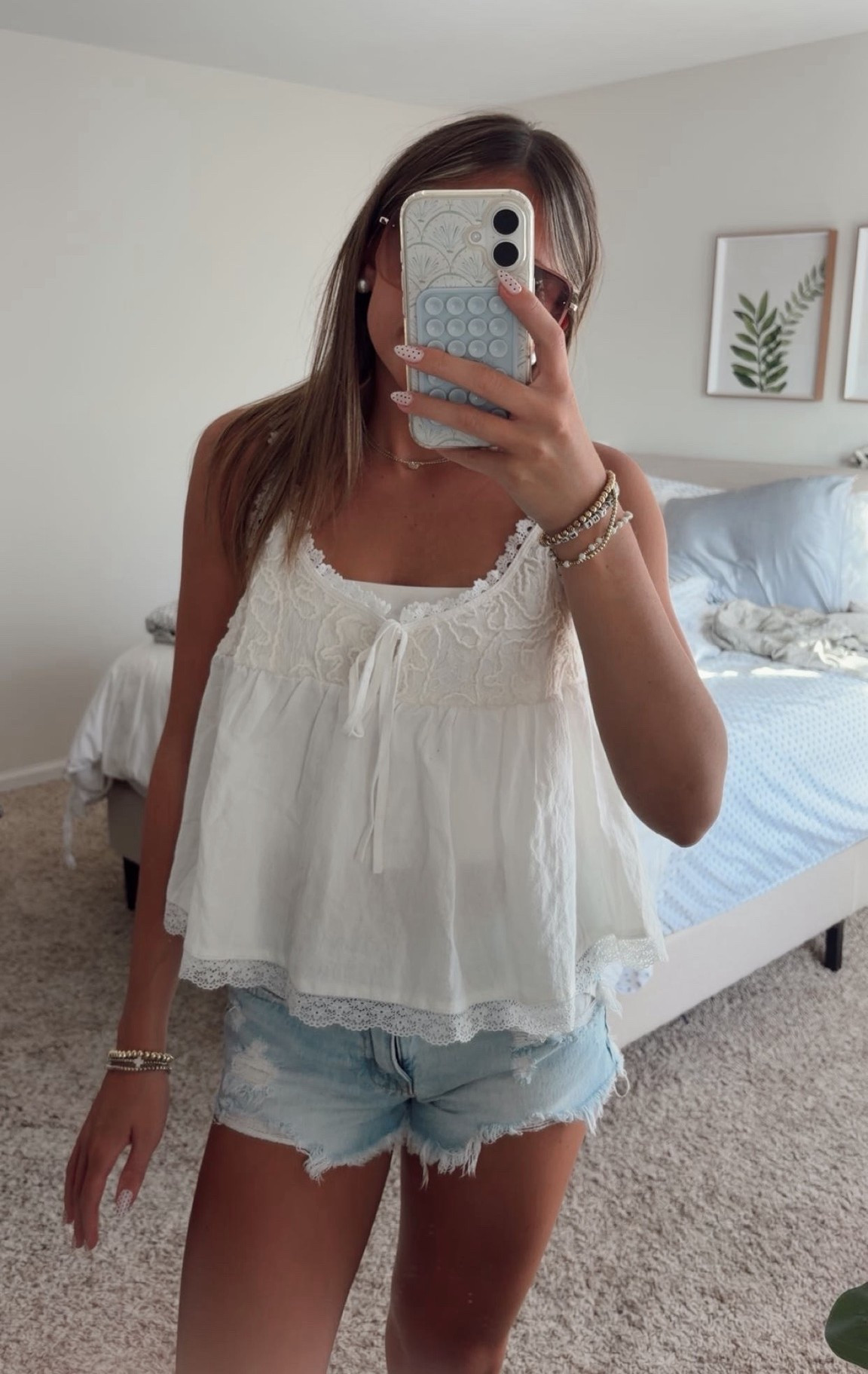 Summer outfit inspo!! This is a dupe for the free people version top, believe it or not, from Shein! Super affordable and good quality for the price. I did have to wear a white tank under it, but that's what I would usually wear. I pared it with my Aeropostale low rise jean shorts, and my birks. Simple but cute summer outfit, I threw this on to go out to dinner the other night, and got a few compliments. If you need more summer tops, consider this one 

 #LTKshein #sheinfinds #summerstyle #outfitinspo #summerootd #outfitideas #LTKootd #LTKActive #LTKU