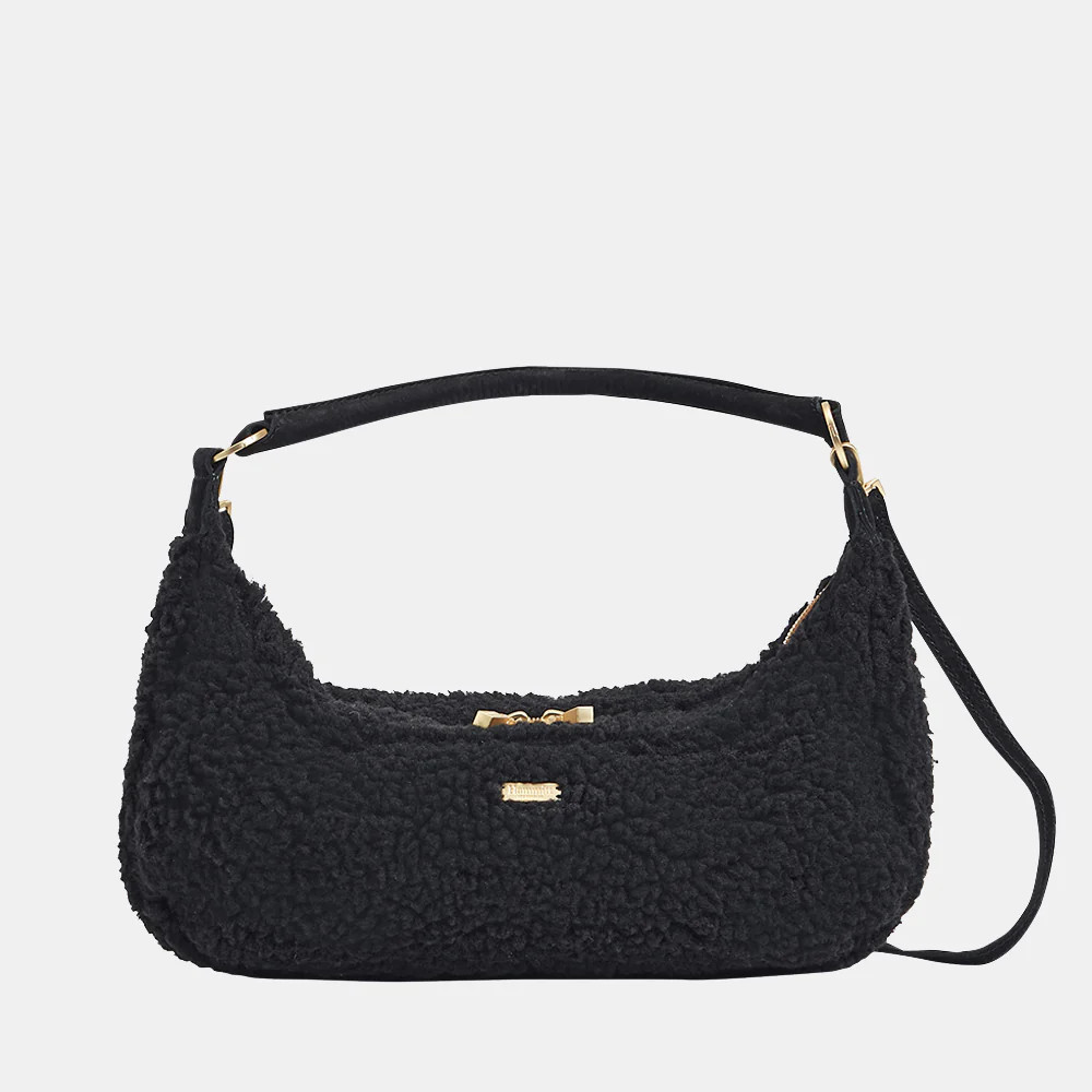 Becker | Black Shearling/Brushed Gold Cognac Zip | Hammitt (US)