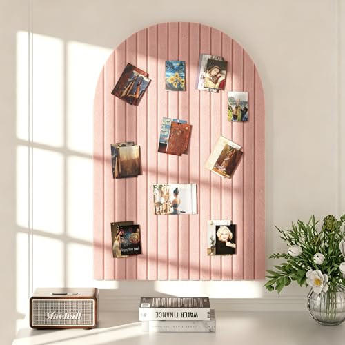 Felt Bulletin Board, 35" x 24" Cork Board Alternative, Decorative Felt Pin Board with 30 Push Pins, Vision Board for Office Home Bedroom Wall Decor, Photo Display(Pink, Arched - 35 x 24 Inches) | Amazon (US)