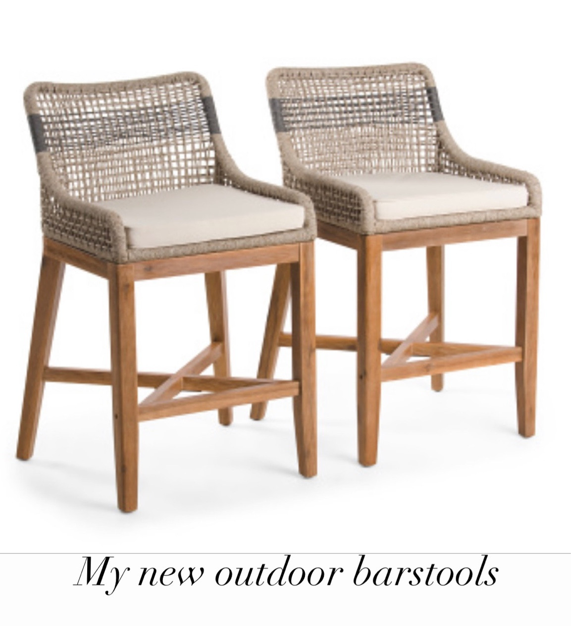 Rattan rope outdoor indoor bar stools 

#LTKhome #LTKsalealert #LTKstyletip