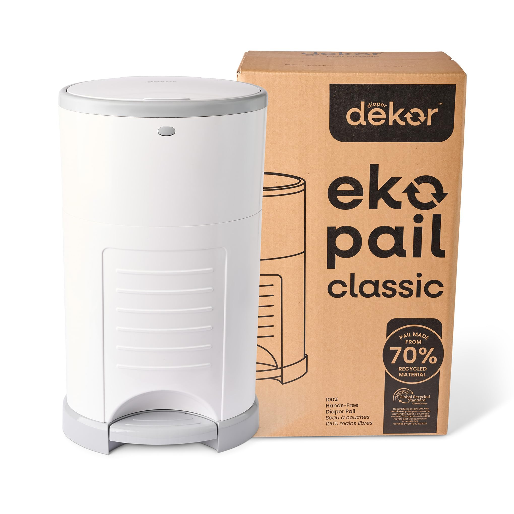 Diaper Dekor EKO Classic Diaper Pail, White | ONLY Eco-Friendly Diaper Pail Made with 70% Recycle... | Amazon (US)