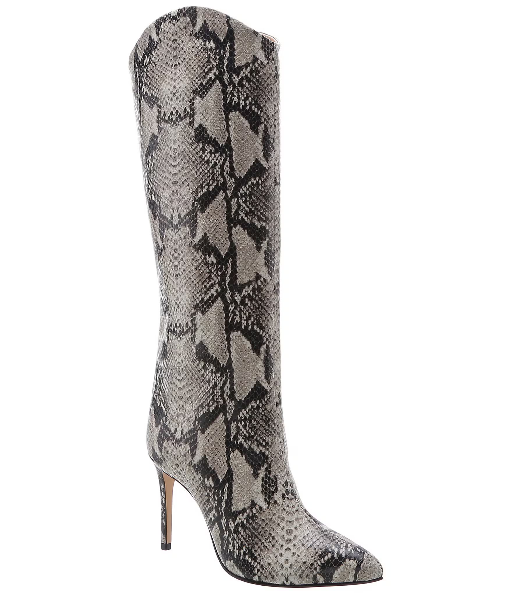 Maryana Snake Print Leather Tall Western Inspired Boots | Dillards