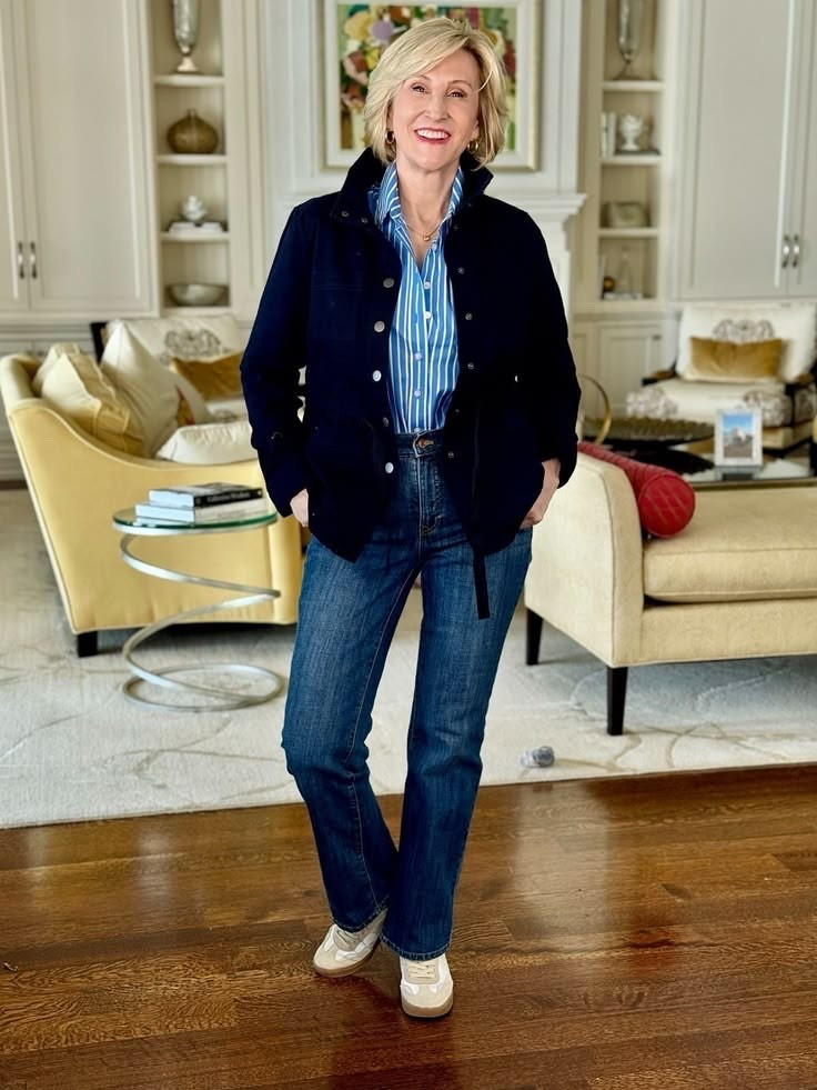 Some outfits just feel like easy, everyday confidence 🤍 A collared shirt layered under a utility jacket with denim jeans and retro sneakers is exactly that kind of look for me. Casual, practical, but still pulled together in a way that feels effortless. Definitely one of those outfits I end up reaching for on repeat ✨

#LTKgrwm #LTKSeasonal #LTKOver40