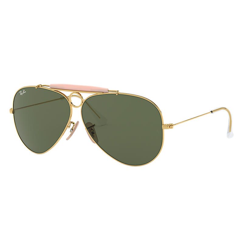 Ray-Ban Shooter Gold Sunglasses, Green Lenses - Rb3138 | Ray-Ban (US)