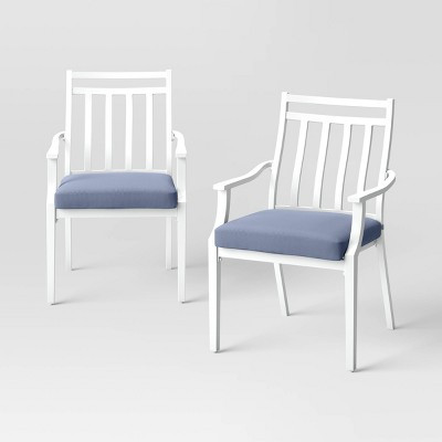 Fairmont 2pk Stationary Patio Dining Chairs - White/Chambray - Threshold™ | Target
