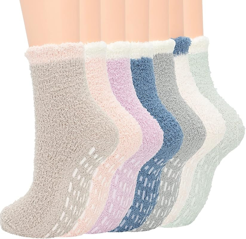 Zando Womens Fuzzy Socks Winter Slipper Socks Non-Slip Grip Socks Warm Fleece Socks Non Skid Socks S | Amazon (US)