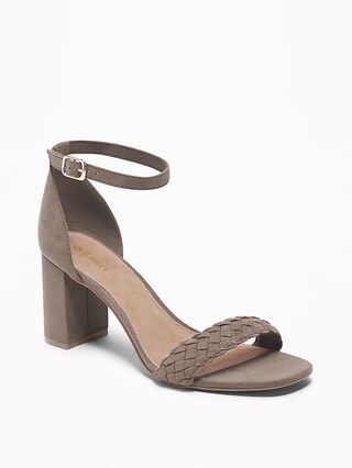 Faux-Suede Braided-Strap Block-Heel Sandals for Women | Old Navy US