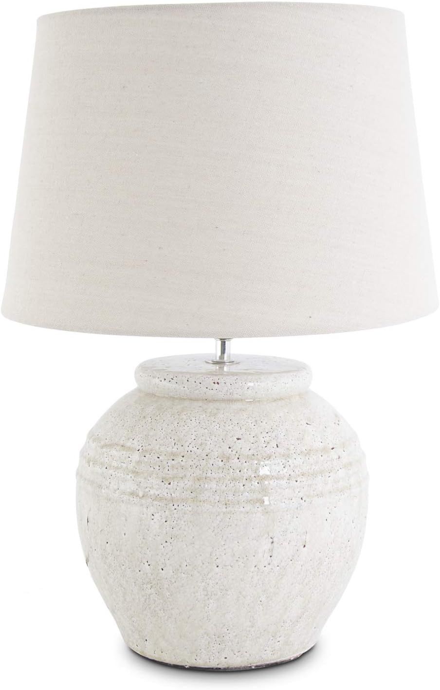 K&K Interiors 16895A 21 Inch Round Cream Crackled Ceramic Lamp w Shade | Amazon (US)