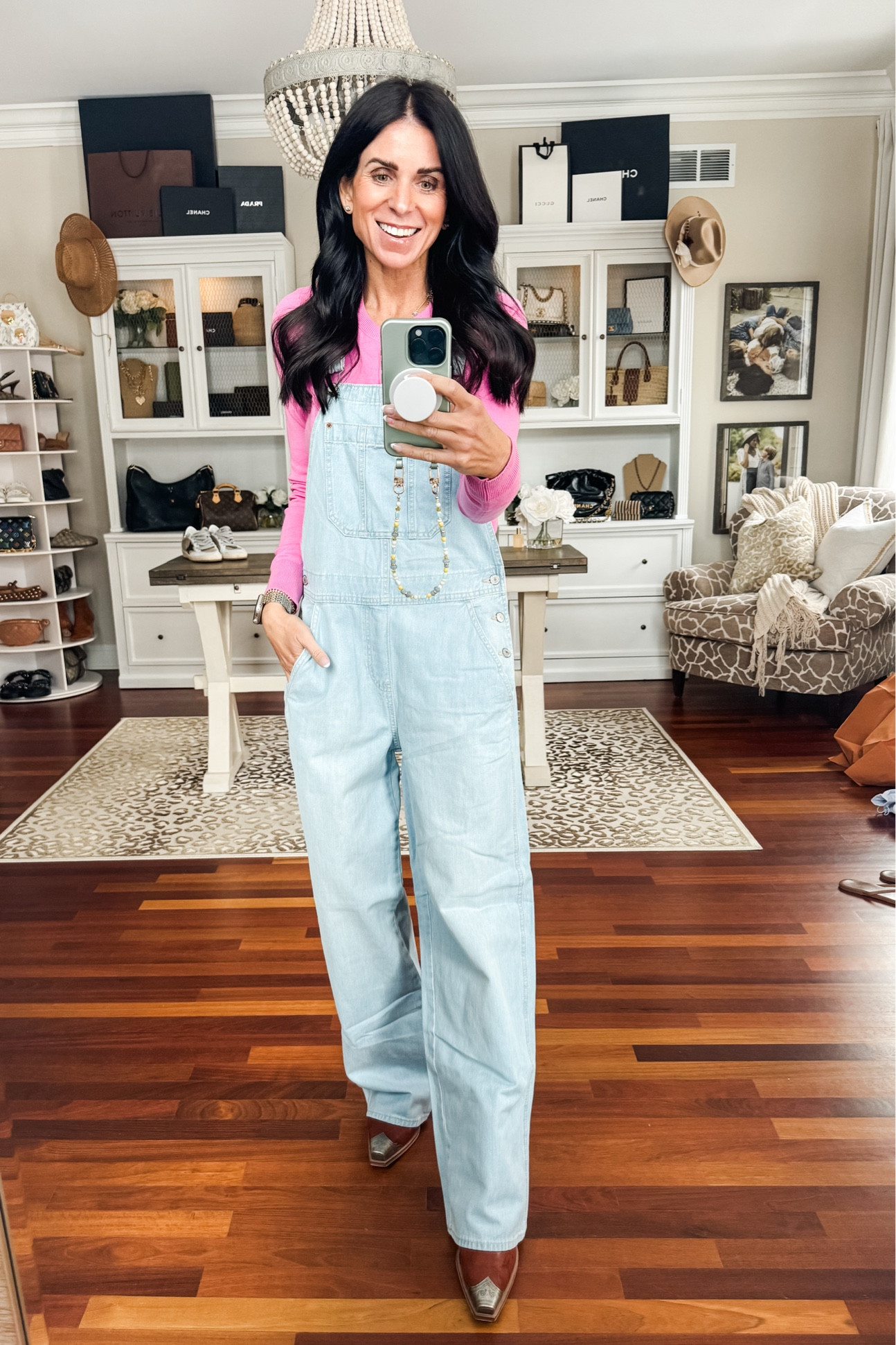 Wearing a 2 tall in the overalls 
Need a 00 regular they run huge
Wearing a small cardigan 

#LTKFindsUnder50 #LTKStyleTip #LTKSeasonal