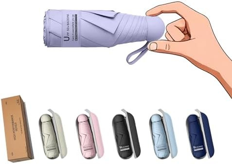 BAODINI Travel Essentials Mini Umbrella for Purse With Case Small Compact UV Sun Protection Light... | Amazon (US)