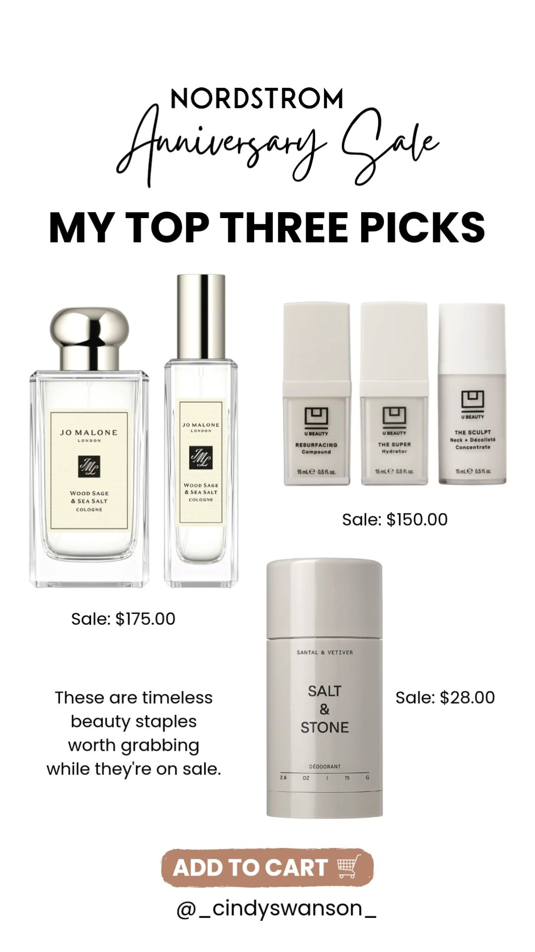 Beauty is one of my favorite categories to shop during the Nordstrom Anniversary Sale, and these are my top three picks! From the iconic Jo Malone Wood Sage & Sea Salt fragrance to a results-driven skincare set and an everyday deodorant that actually works, these are all products I would happily repurchase.

💡 LTK MADE EASY
❤️ Heart = Support my posts!
🔖 Save = Get sale & restock alerts
📋 Lists = Keep favorites organized
📲 Share = Send lists and products to a friend. Hello, Christmas List!
💬 Comment = Ask me anything about these finds. :-) 

 #LTKOver40 #LTKSaleAlert #LTKBeauty