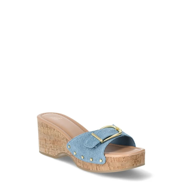 Time and Tru Women's Buckle Cork Platform Sandals | Walmart (US)