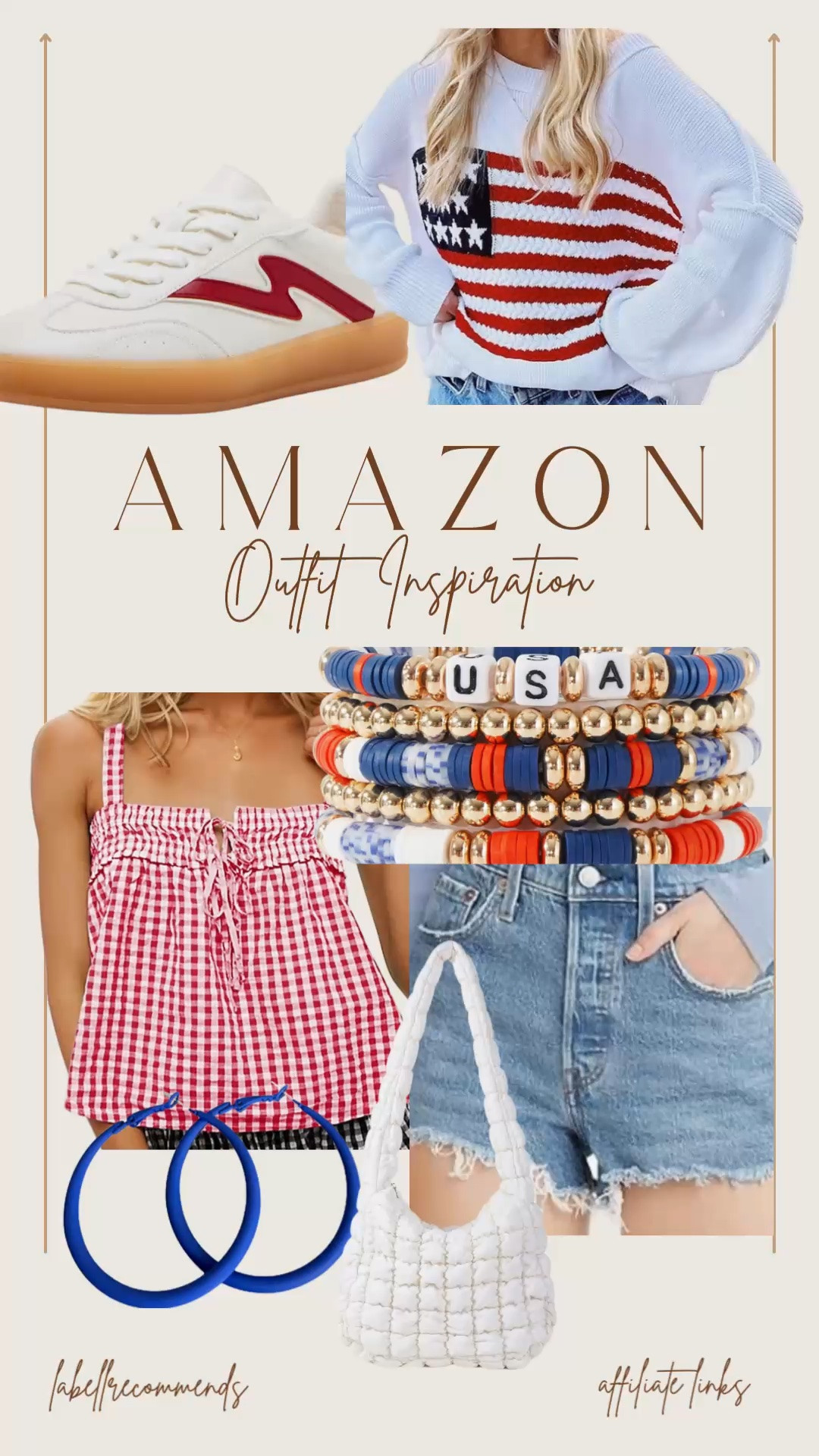 Memorial Day or 4th of July inspiration outfit look! Perfect outfit for Memorial Day or 4th of July holiday! From cute red and white sneakers, jean shorts, red gingham top, a sweater for when the night turns cooler, and red, white and blue accessories this is a one stop shop for your holiday outfit. 

#amazonfashion #memorialday #4thofjulyoutfit #OOTD

Red white and blue women’s shirts shoes purse jean shorts flag sweater 4th of July outfit, re white and blue fashion, Memorial Day outfit, red gingham, jean shorts

#LTKFindsUnder50