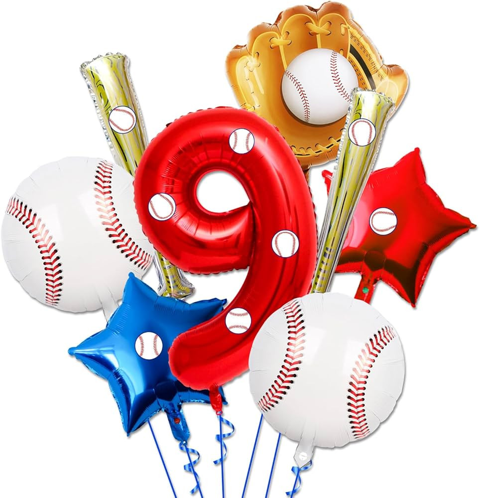 8 Pcs Baseball Balloons Set - Includes Baseball Foil Balloons, Baseball Glove Balloons, Baseball ... | Amazon (US)
