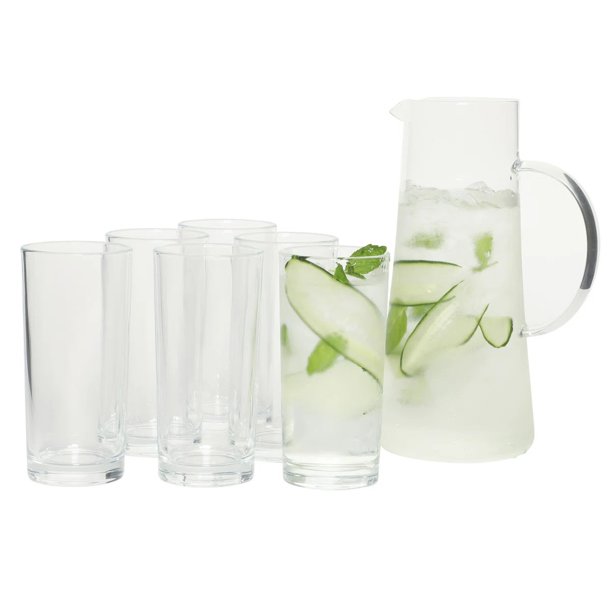 Gibson Home Boozy Brunch 7 Piece Glass Pitcher & Tumbler Set – 1.5L Pitcher with Six 13–14oz ... | Wayfair North America