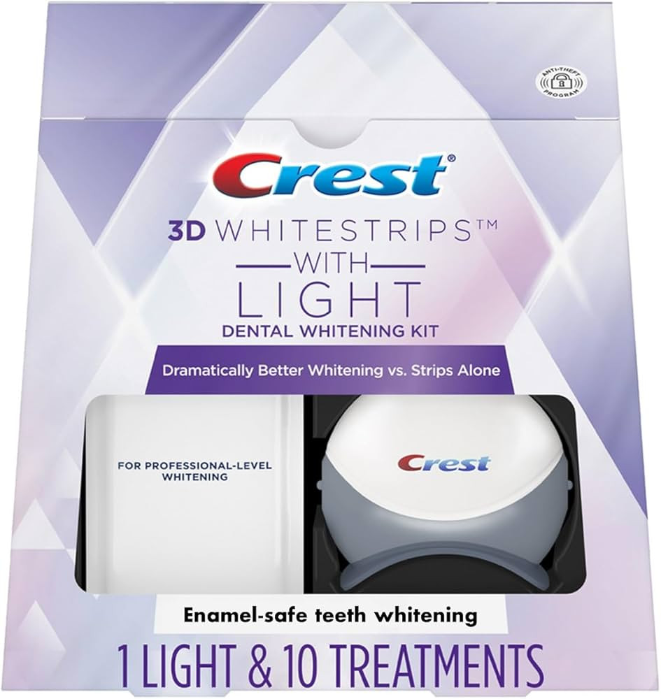 Crest 3D Whitestrips with Light, Teeth Whitening Strip Kit, 20 Strips (10 Count Pack) | Amazon (US)