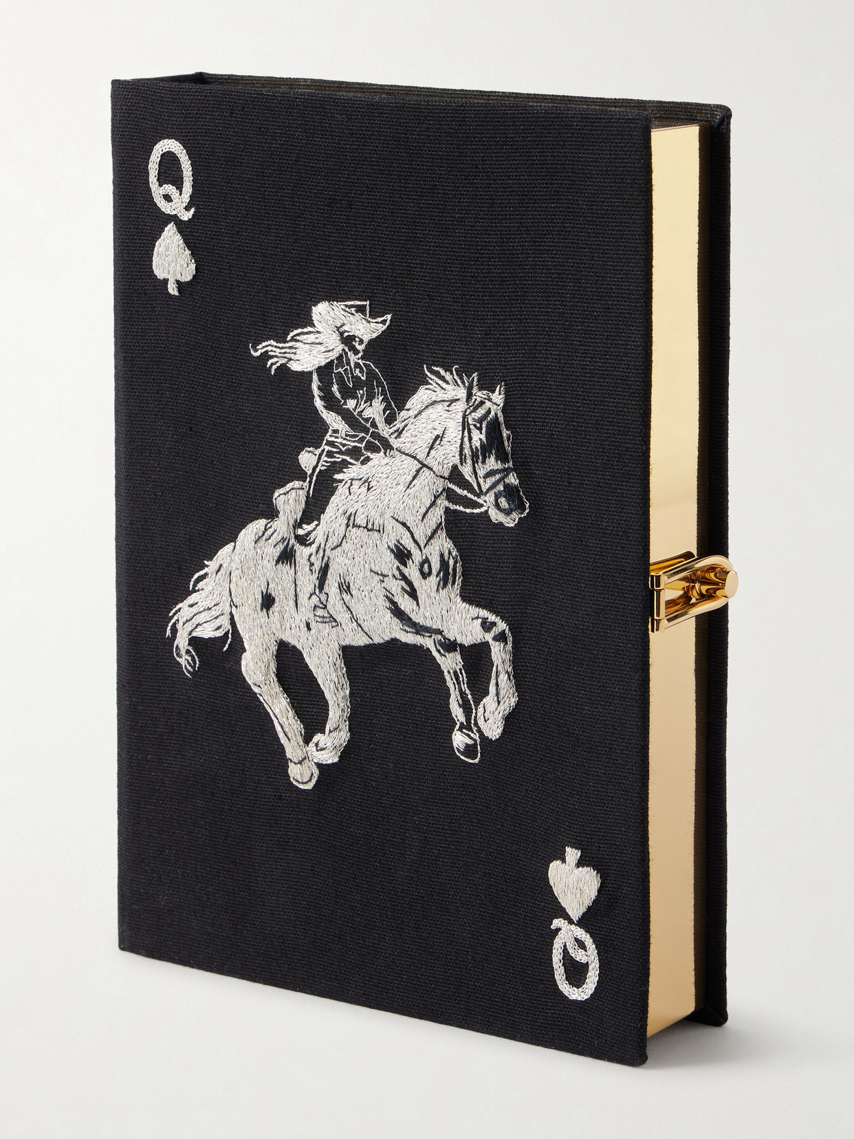 Olympia Le-Tan - Playing Card Embroidered Canvas Clutch - Black | NET-A-PORTER (US)