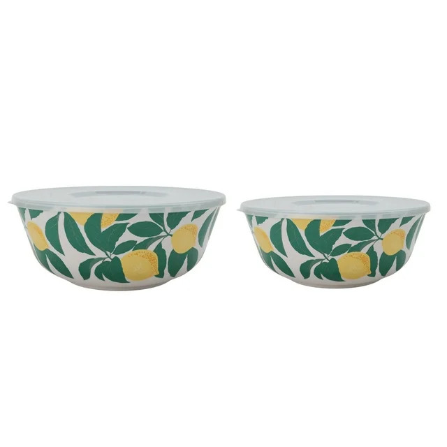 Mainstays by Becky G. & Alejandra Bamboo Melamine 4-Piece Serve Bowl Set, Lemon & Green | Walmart (US)