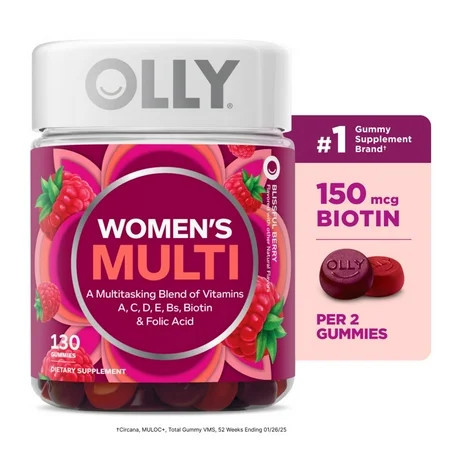 OLLY Women's Multivitamin Gummy Supplement, Vitamins A, D, C, E, Biotin, Folic Acid, 130 Ct | Walmart (US)