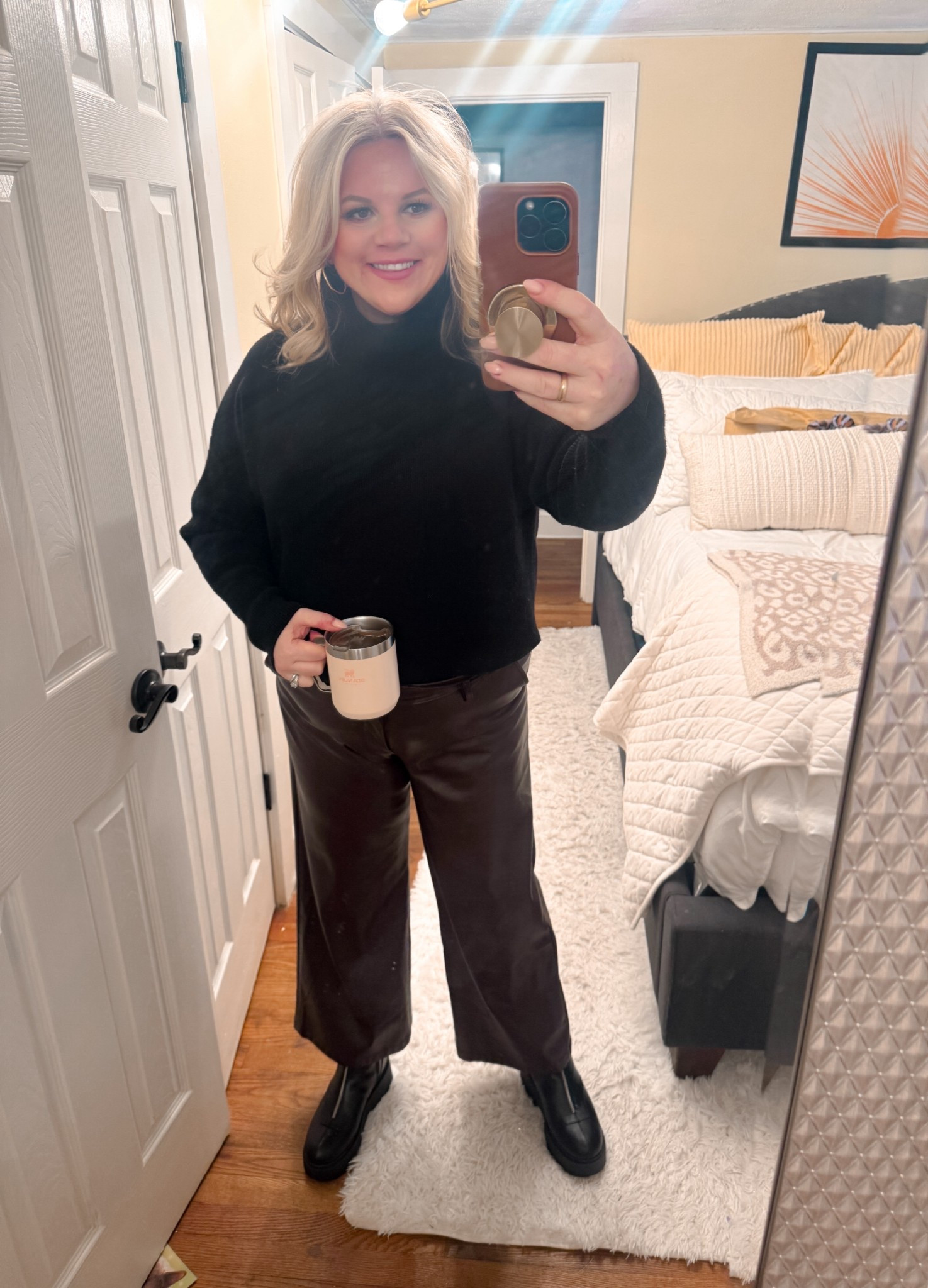 They say "Dress for the day that you want to have."
If I did that, I'd have frost bite. Because, the day I want to have is 85 degrees and sunny.
The day I got is 21 degrees and sunny.
Oh well! At least this cozy sweater is 40% off! It's versatile, if I had a dollar for every time I wore it!

Sweater, leather, faux leather, sweaters, boots, winter outfits 

#LTKSaleAlert #LTKFindsUnder100 #LTKootd