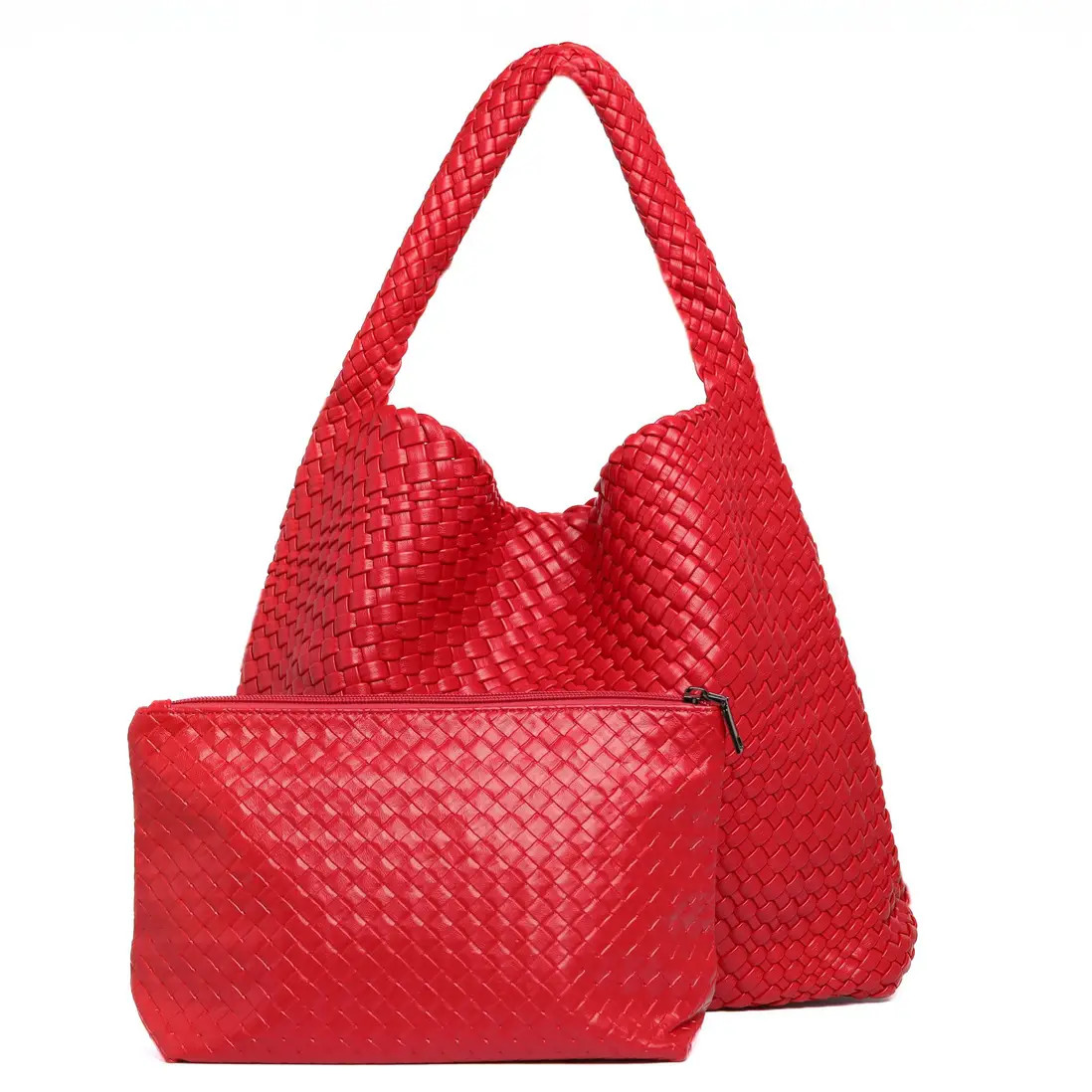 Red PEACH ACCESSORIES Chic Weave Tote Handbag with Matching Clutch | Debenhams | Debenhams UK