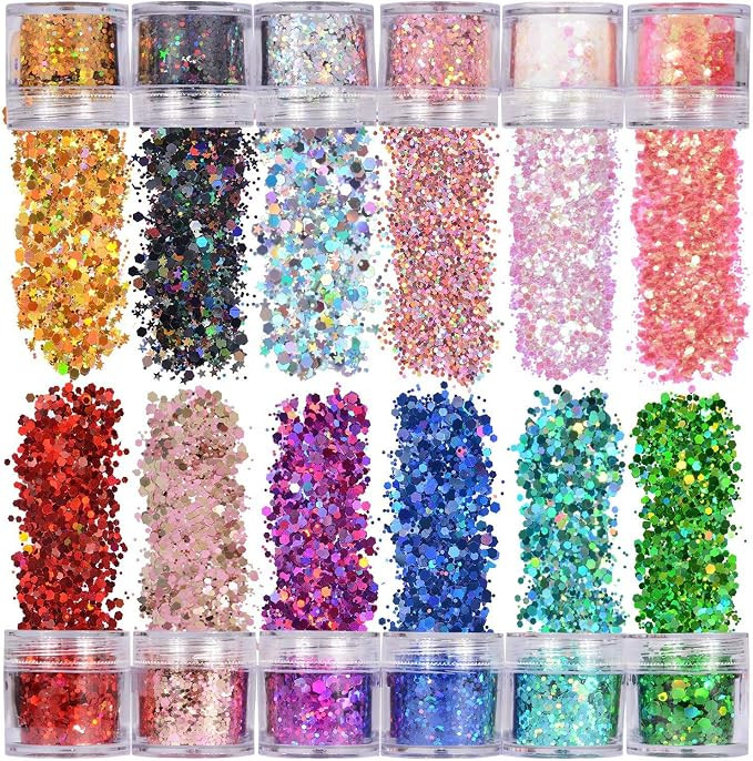 Glitter Facial Chunky Solto Holográfico para Corpo Cabelo Olho Unha de Resina Festival Maquiagem... | Amazon (BR)