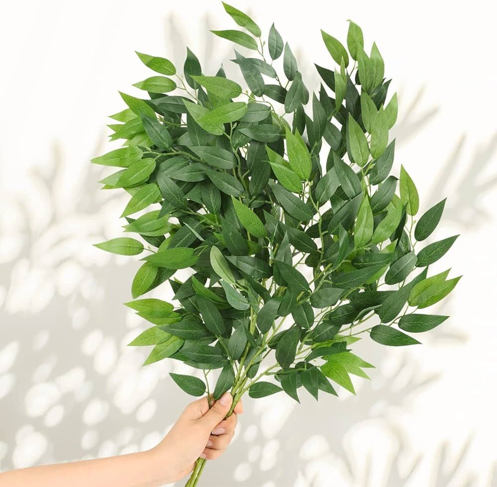 WEISPARK Artificial Italian Ruscus Greenery Stems 27in Faux Green Leaf Garland Branches Hanging G... | Amazon (US)