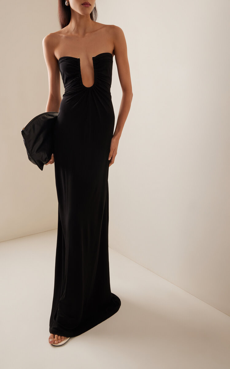 Arced Palm Strapless Crepe Maxi Dress | Moda Operandi (Global)