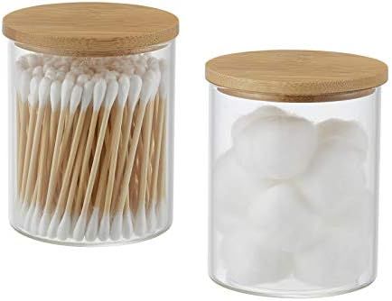 YININE Glass Apothecary Jars, Qtip Holder Dispenser Glass Bathroom Vanity Jar Containers Organize... | Amazon (US)