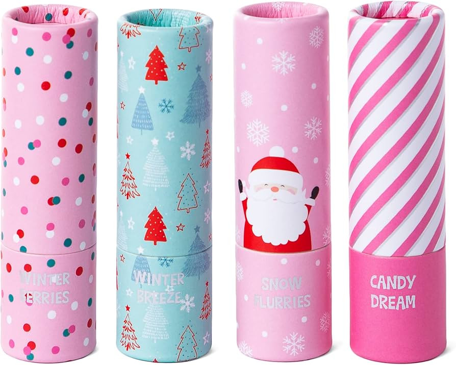 Moisturizing Lip Balm 4-Pack Stocking Stuffer Gift Set - Pack of 4 Roll-On Flavored Chunky Lip Ba... | Amazon (US)