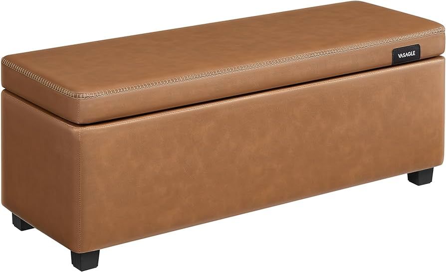 VASAGLE EKHO Collection - Storage Ottoman Bench, Entryway Bedroom Bench, 25 Gallons, Synthetic Le... | Amazon (US)
