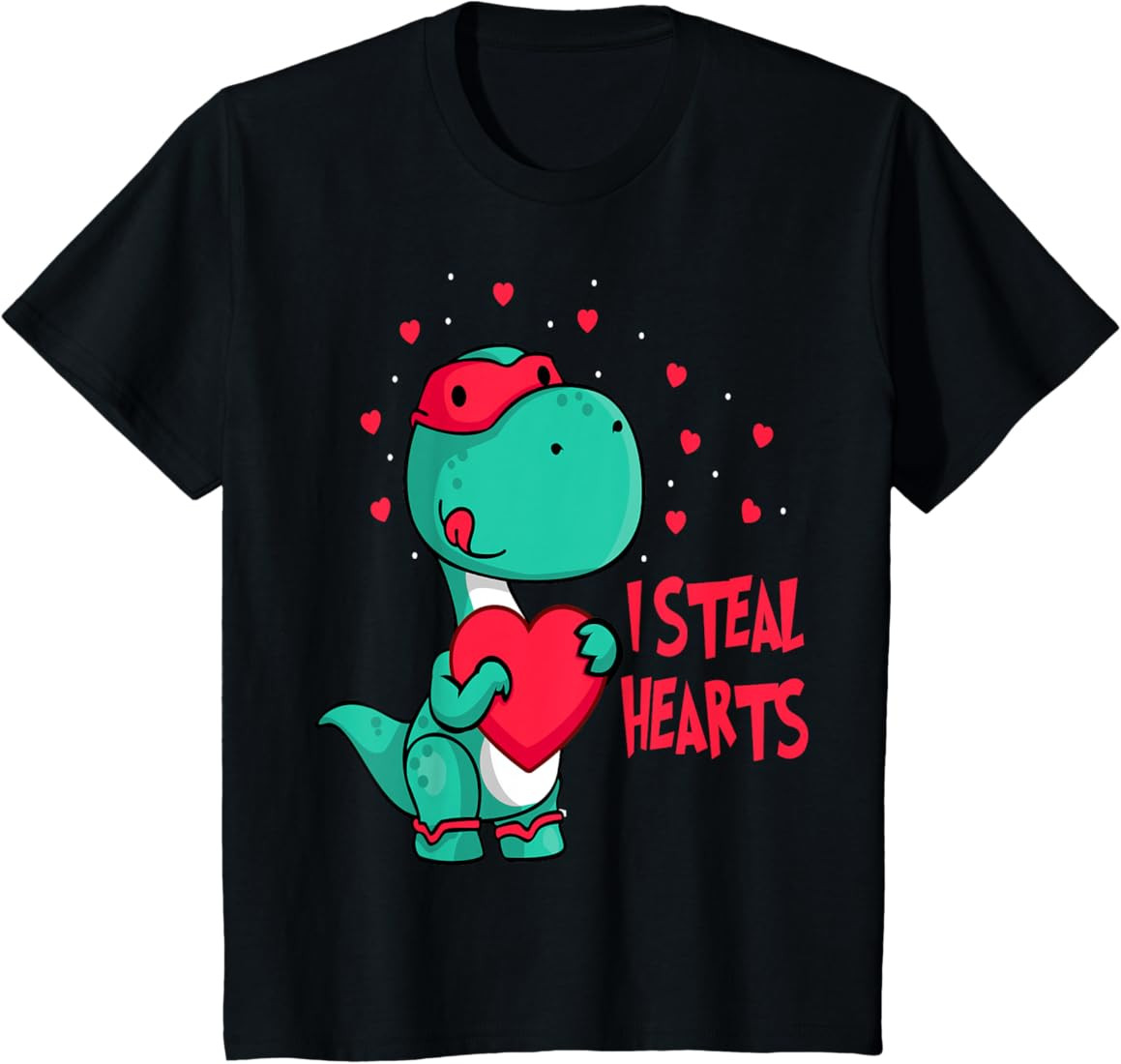 I Steal Hearts Valentines Day Cute Dinosaur V-day Boys Kids T-Shirt | Amazon (US)