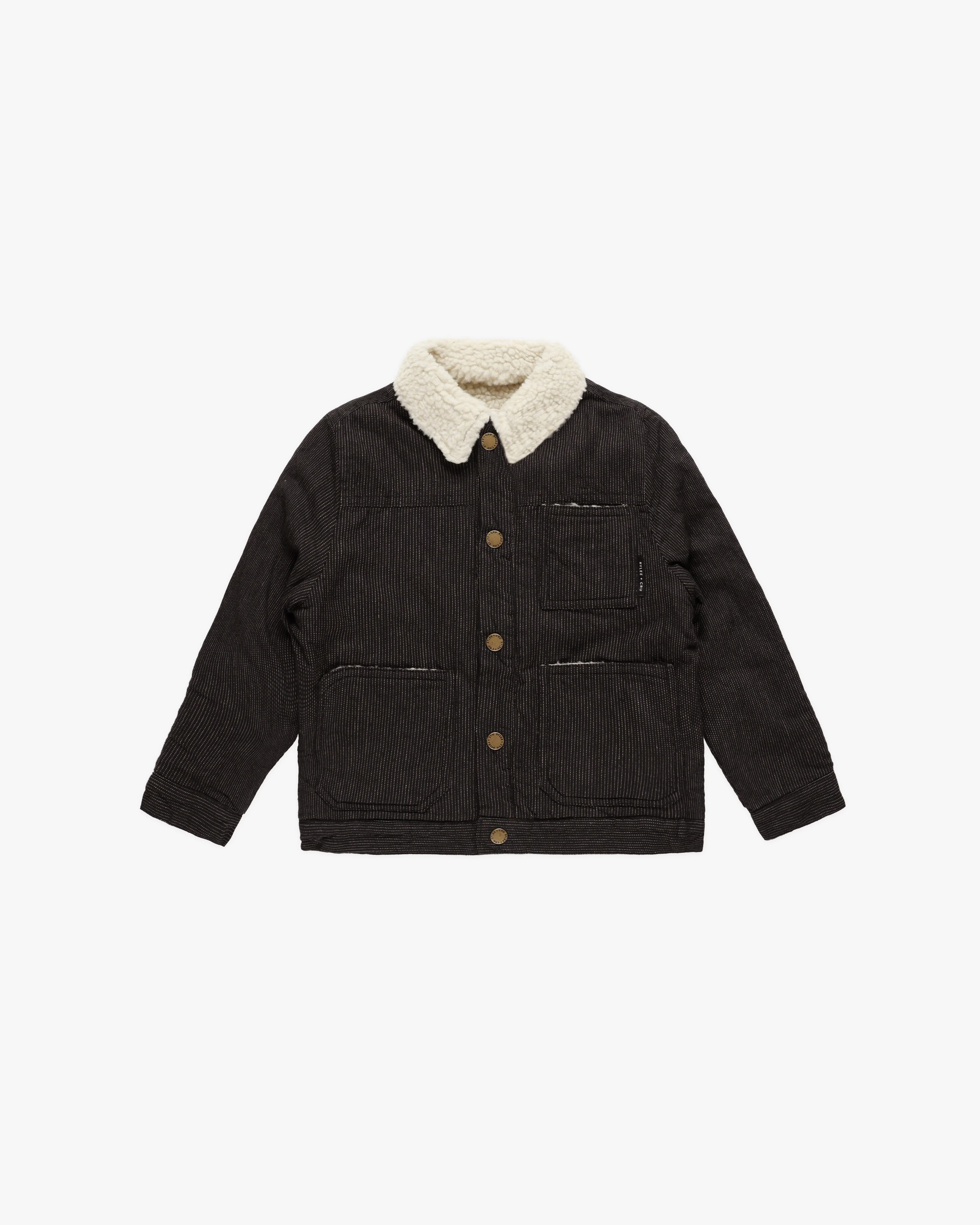 Shearling Chore Coat || Black Stripe | Rylee + Cru