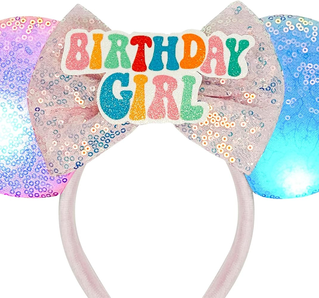 Tarocynn 2 PCS Mouse Ears Headbands with LED Light Sequin Headbands Park Ears for Party Favors Co... | Amazon (US)