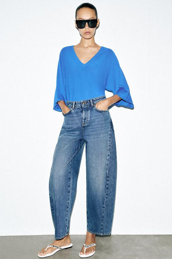 Zara - Z1975 High-Rise Barrel Jeans - White - 32 (Us 14) - Woman | Zara US