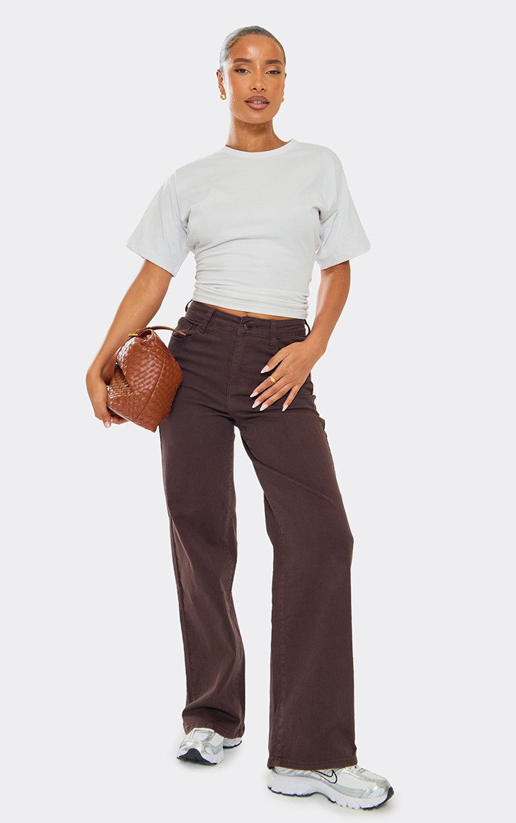 High Waist Straight Leg Jeans In Brown Denim | EGO (UK)