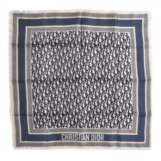 CHRISTIAN DIOR Silk Oblique Scarf Blue | FASHIONPHILE | Fashionphile