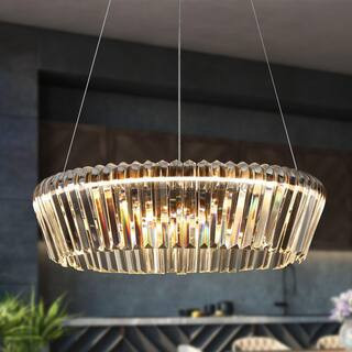 1 Light Dimmable Integrated LED Gold Drum Chandelier | The Home Depot