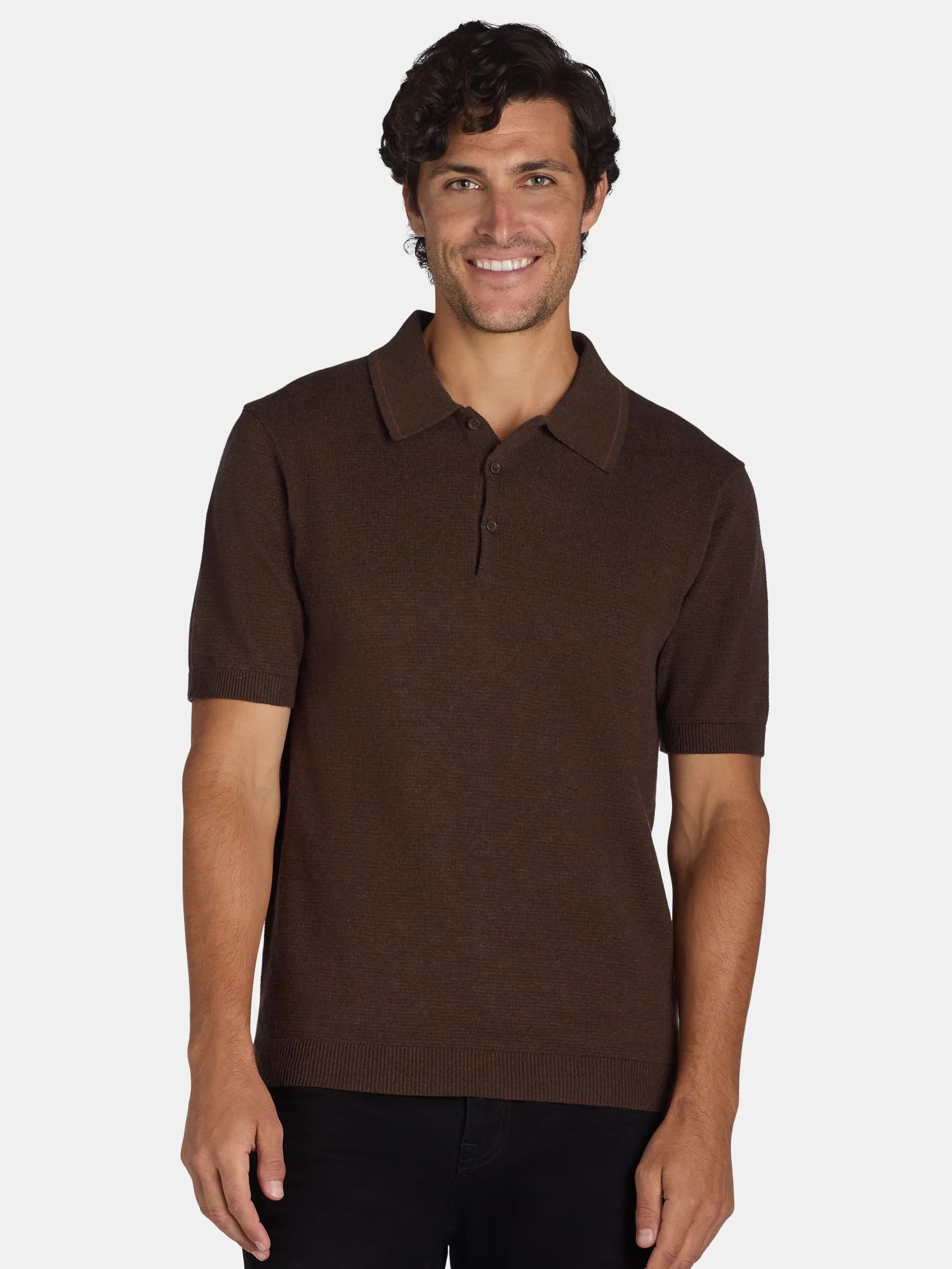 Free Assembly Men's Sweater Polo Shirt with Short Sleeves, Sizes S-3XL | Walmart (US)