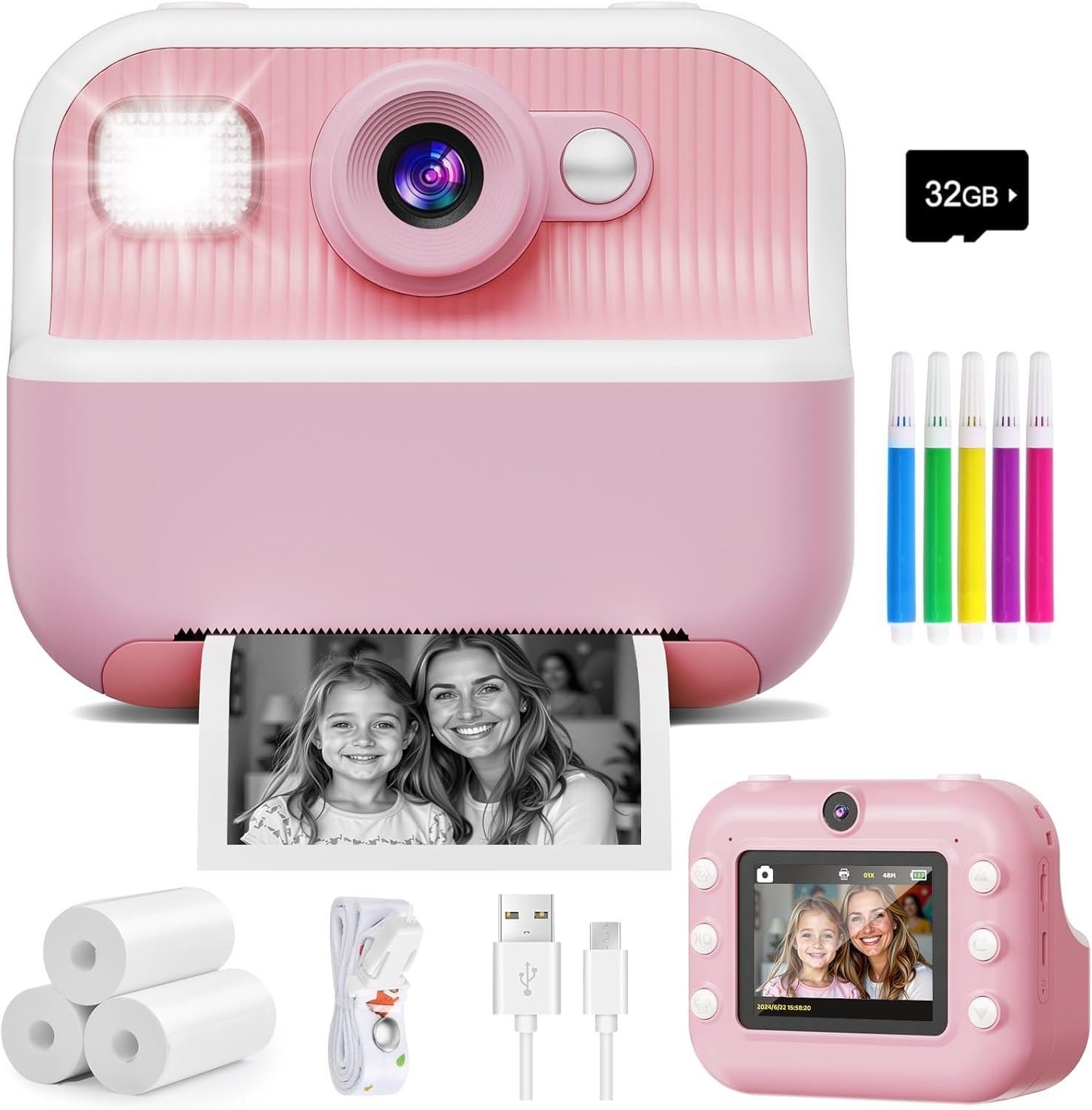 Instant Camera, Front Rear Dual Selfie Kids Camera with 1080P Videos, Holiday Birthday Gifts for ... | Amazon (US)