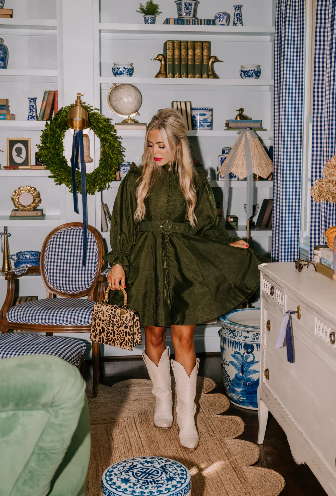 Mary Francis Dress in olive | Elizabeth Wilson Designs