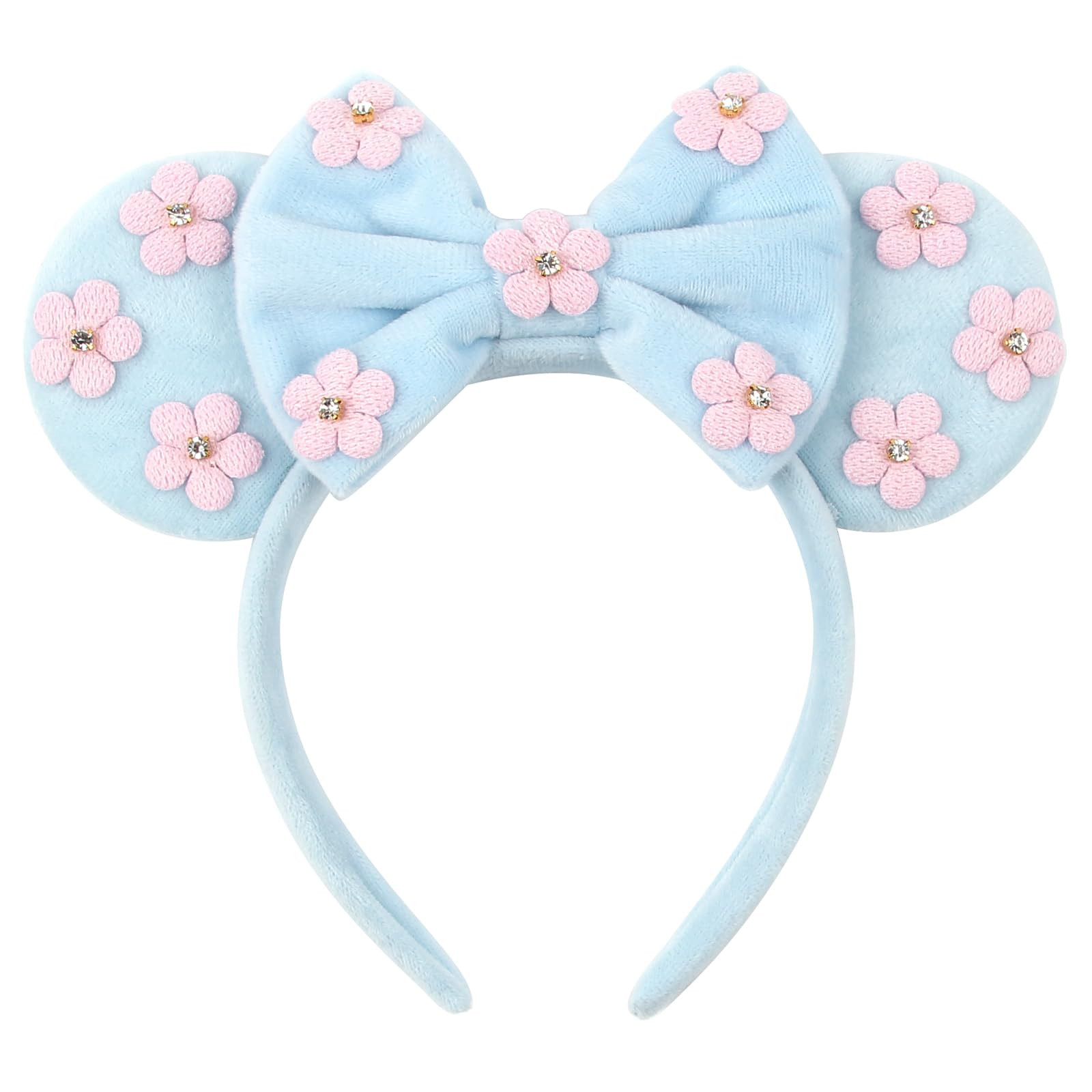 Mouse Ears Flower & Rhinestones Headband Mouse Hair Bow Headband for Women Hair Band Accessory fo... | Amazon (US)